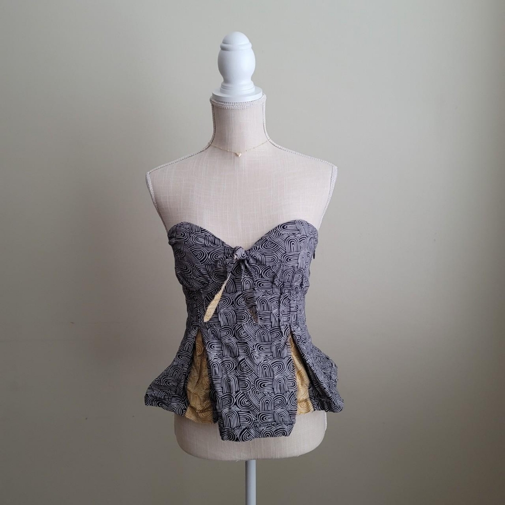 Odille, Cool Two Toned Print Peplum Top - S